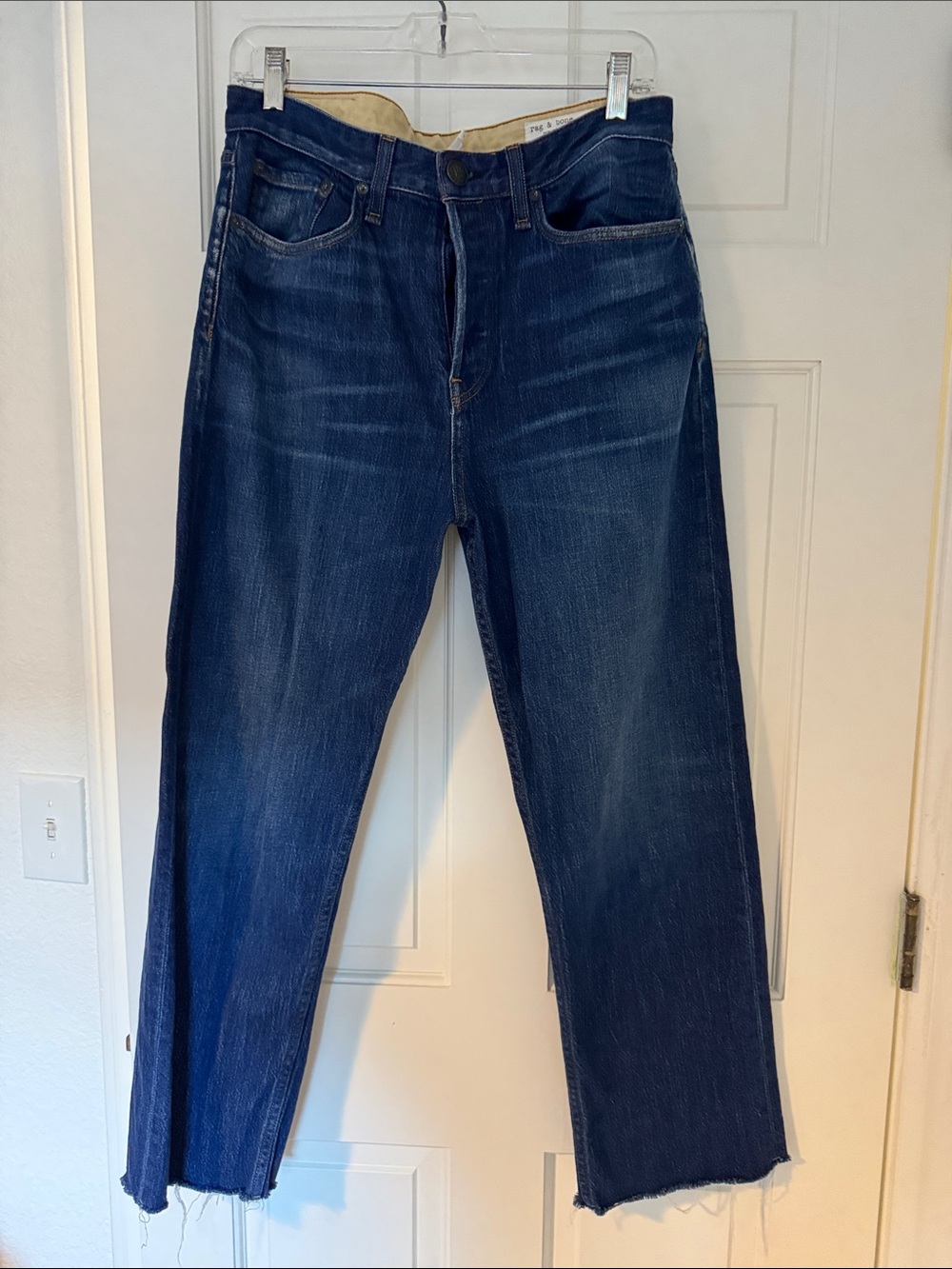 rag & bone Women's Dark Blue Cropped Straight Jeans